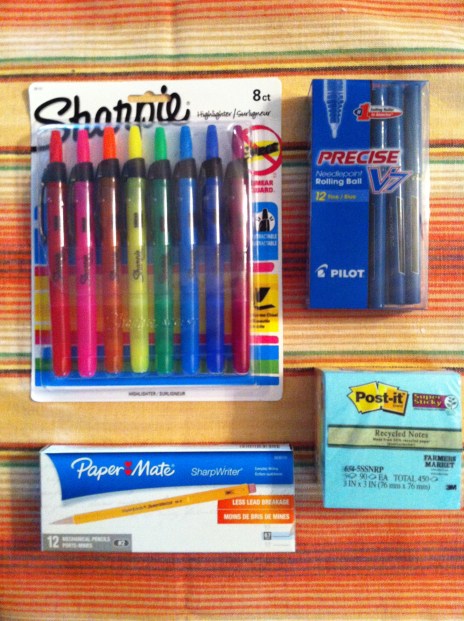 My 2013 school supplies staples